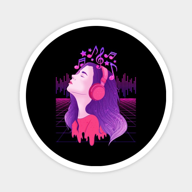 Vaporwave Girl EDM & Trance Dance Music Headphones Magnet by theperfectpresents